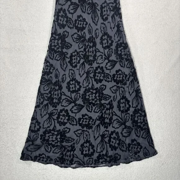 Eva Blue Size S Maxi Velvet Burnout Dress Whimsigoth Gothic Vamp Dark Fairy 90s - Picture 14 of 16